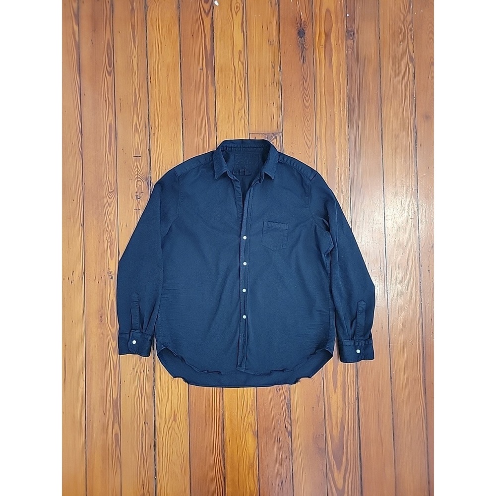Frank & Eileen Relaxed Button Down in Black Distressed Famous Denim Womens L